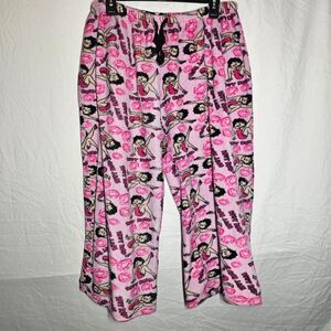 2017 betty boop fuzzy pink capri fuzzy cozy pajama pants